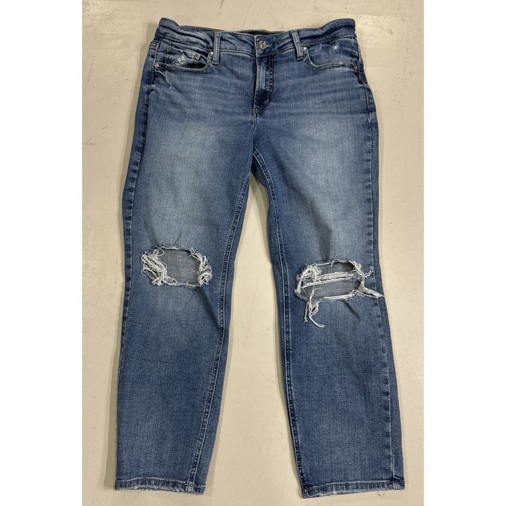 Silver Jeans Straight Crop Jeans Womens 31x27  Blue‎ Denim Distressed